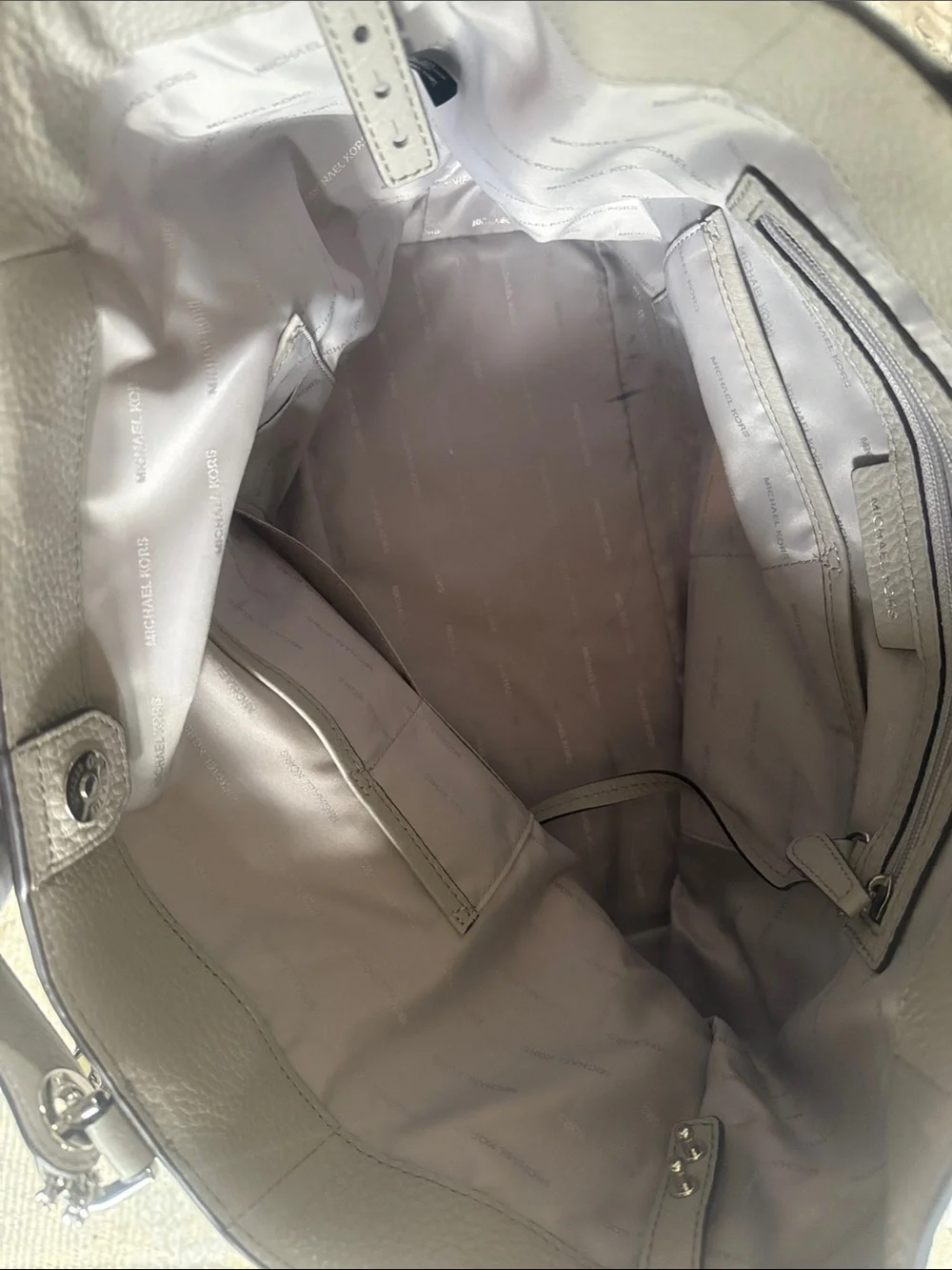 Michael Kors Taupe Leather Tassel Shoulder Hobo Bag